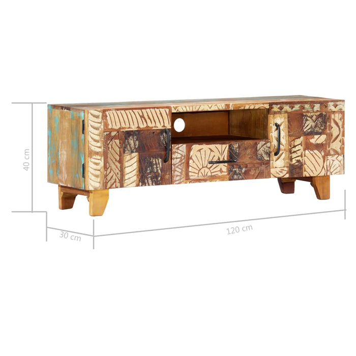 Medina Tv-meubel handgesneden 120x30x40 cm massief gerecycled hout