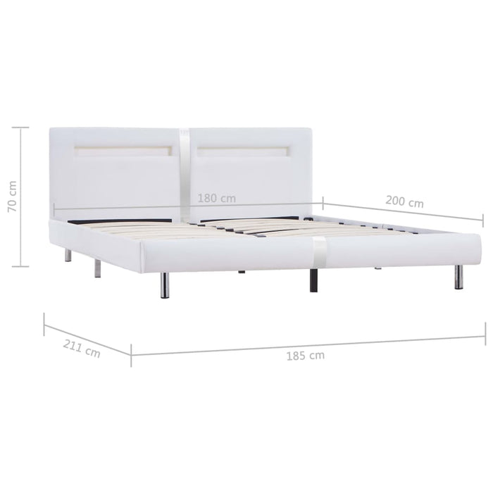 Medina Bedframe met LED kunstleer wit 180x200 cm