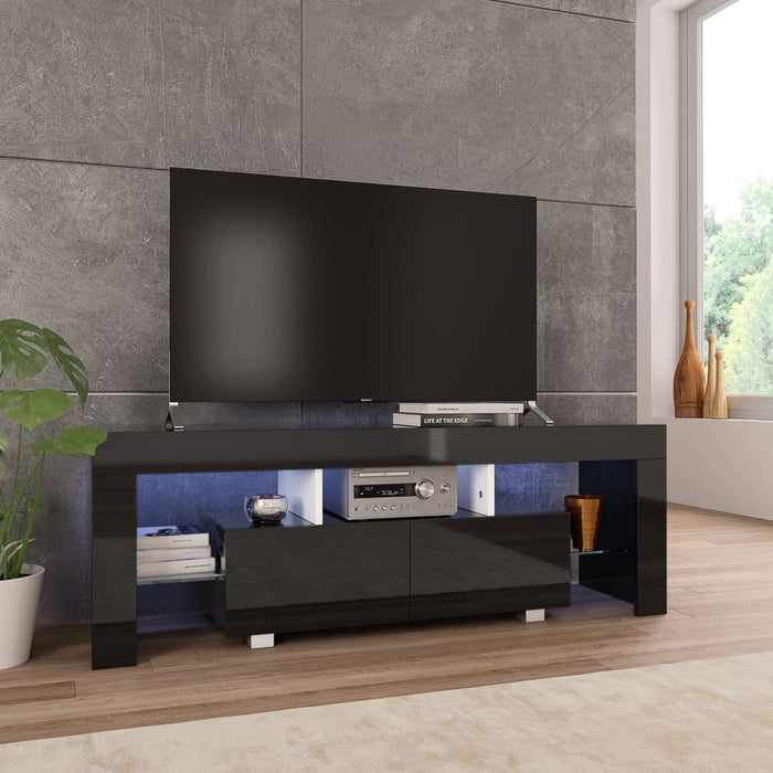 Medina Tv-meubel met LED-verlichting 130x35x45 cm hoogglans zwart