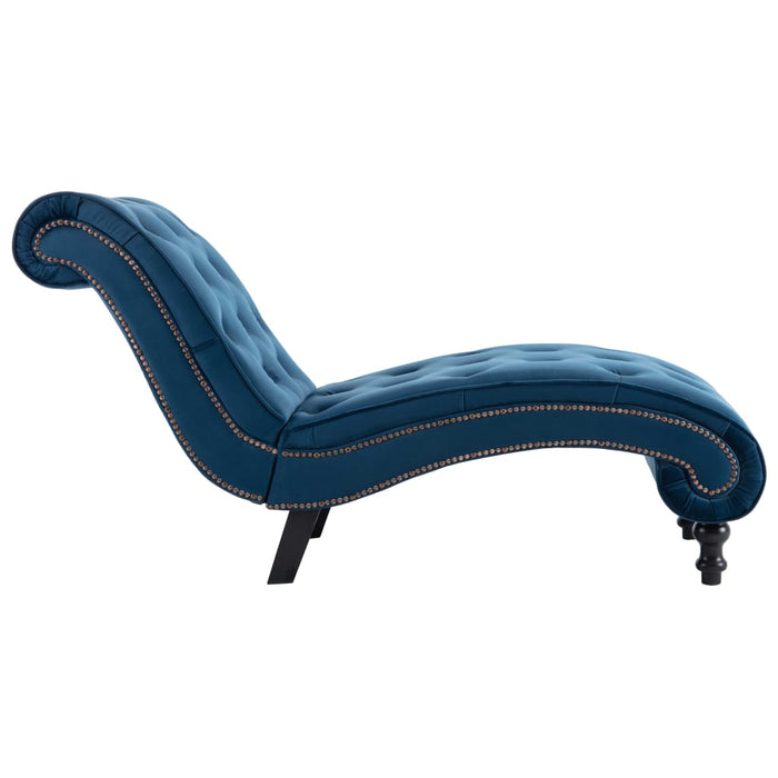 Medina Chaise longue fluweel blauw