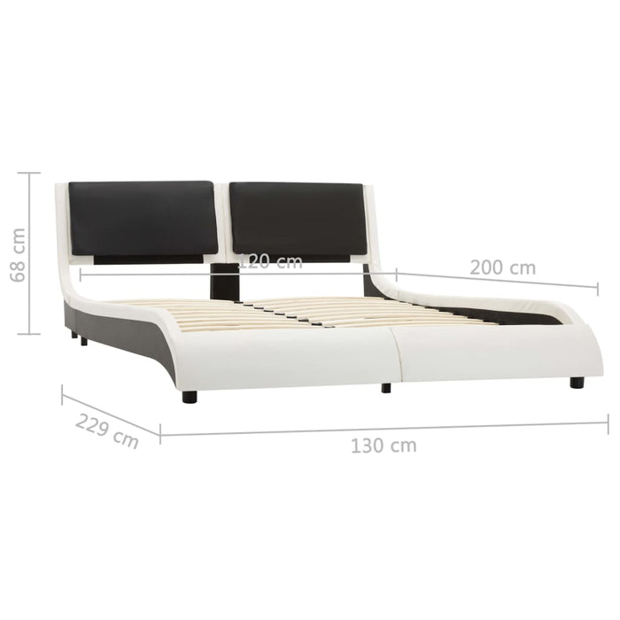 Medina Bedframe met LED kunstleer wit en zwart 120x200 cm