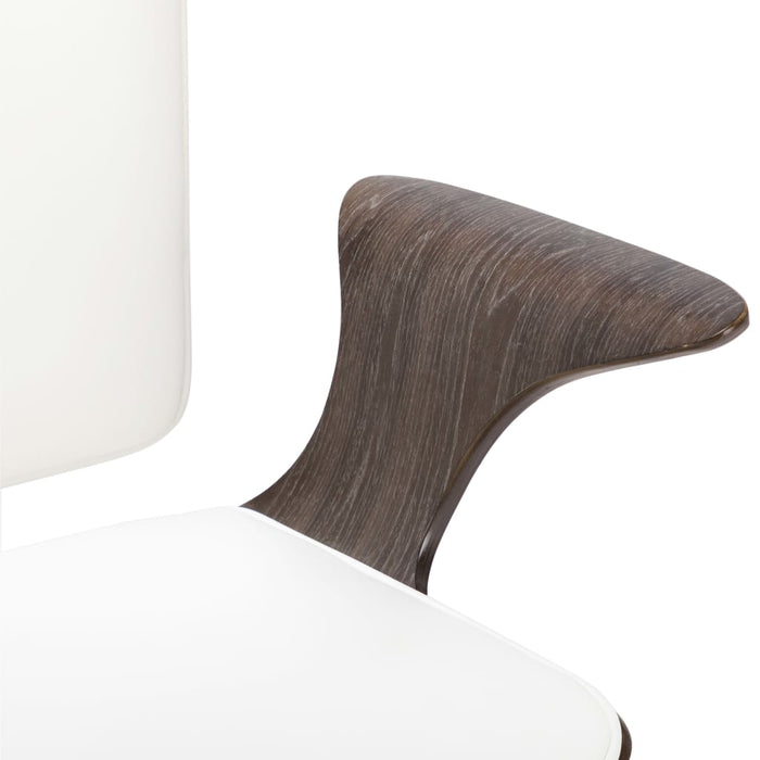 Medina Kantoorstoel draaibaar kunstleer en gebogen hout wit