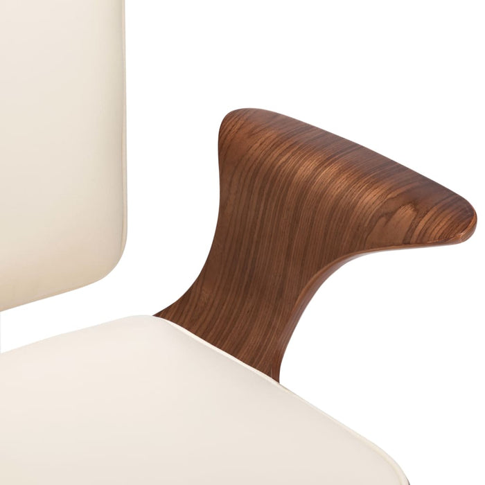 Medina Kantoorstoel draaibaar kunstleer en gebogen hout crème