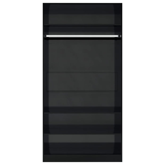 Medina Kledingkast 100x50x200 cm spaanplaat hoogglans zwart