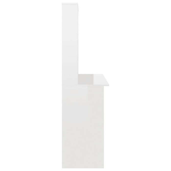 Medina Bureau met schappen 110x45x157 cm spaanplaat hoogglans wit