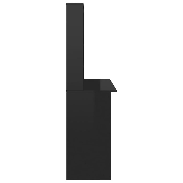 Medina Bureau met schappen 110x45x157 cm spaanplaat hoogglans zwart