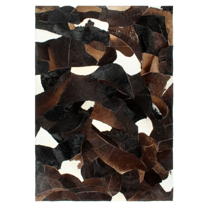 Medina Vloerkleed patchwork 120x170 cm echt harig leer zwart/wit/bruin