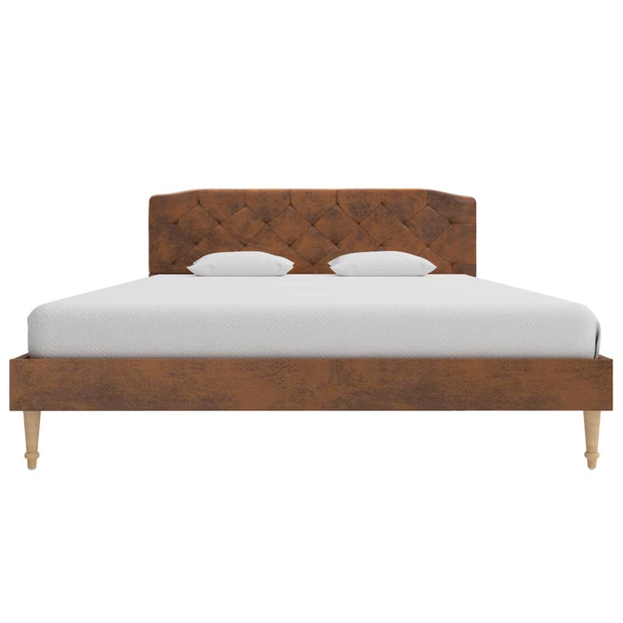 Medina Bed met matras kunstsuède bruin 140x200 cm