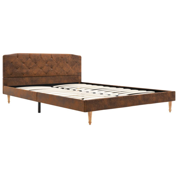 Medina Bed met matras kunstsuède bruin 140x200 cm