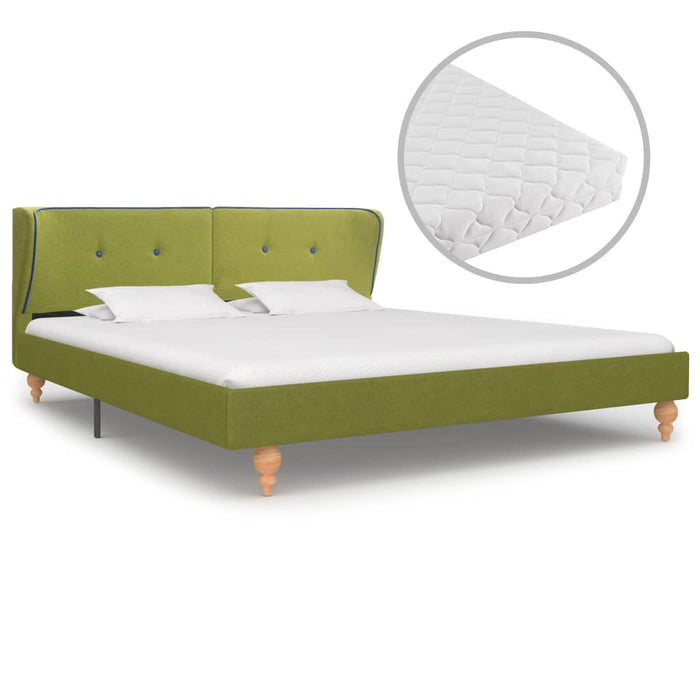 Medina Bed met matras stof groen 180x200 cm