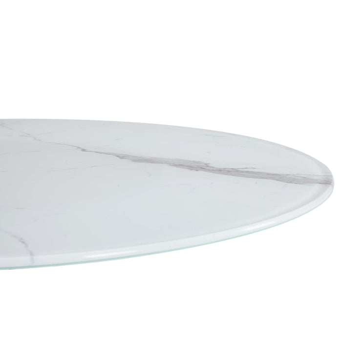 Medina Tafelblad Ø 80 cm glas met marmeren textuur wit