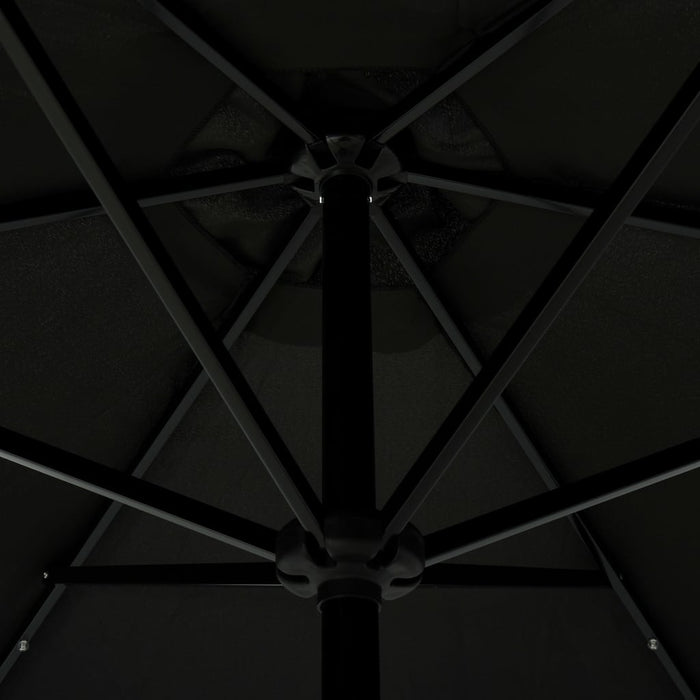 Medina Parasol met LED-verlichting en stalen paal 300 cm zwart