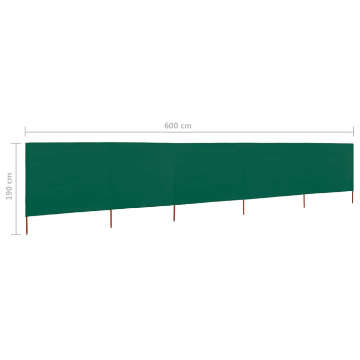 Medina Windscherm 5-panelen 600x160 cm stof groen