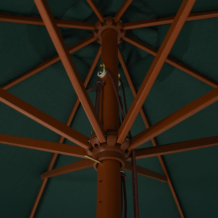 Medina Parasol met houten paal 330 cm groen