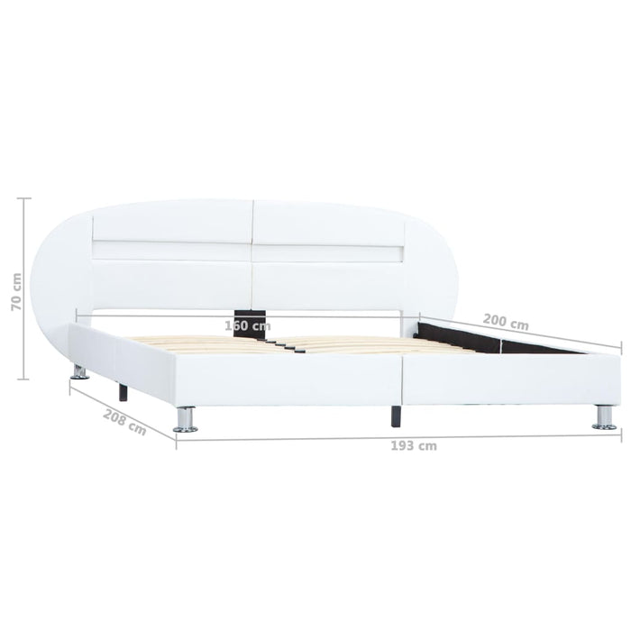 Medina Bedframe met LED kunstleer wit 160x200 cm