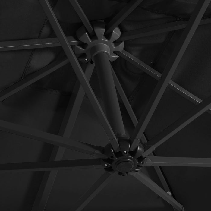 Medina Zweefparasol met LED-verlichting stalen paal 250x250 cm zwart