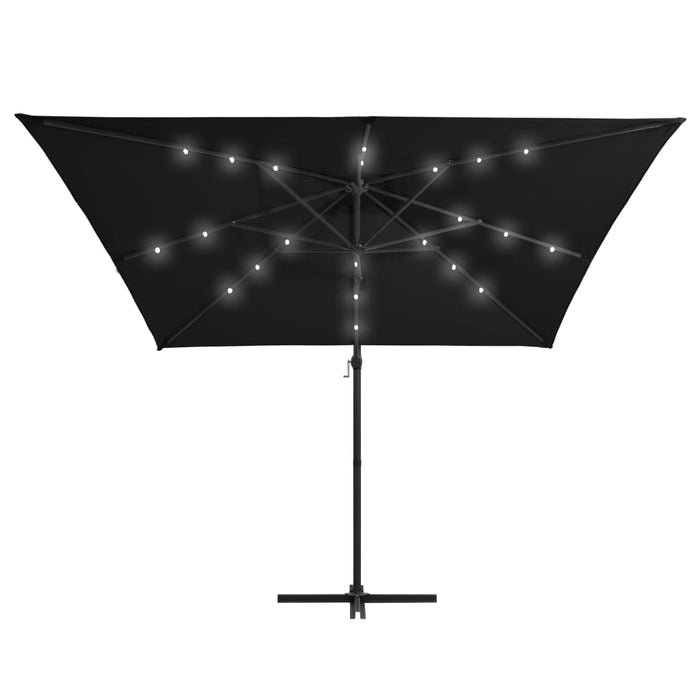 Medina Zweefparasol met LED-verlichting stalen paal 250x250 cm zwart