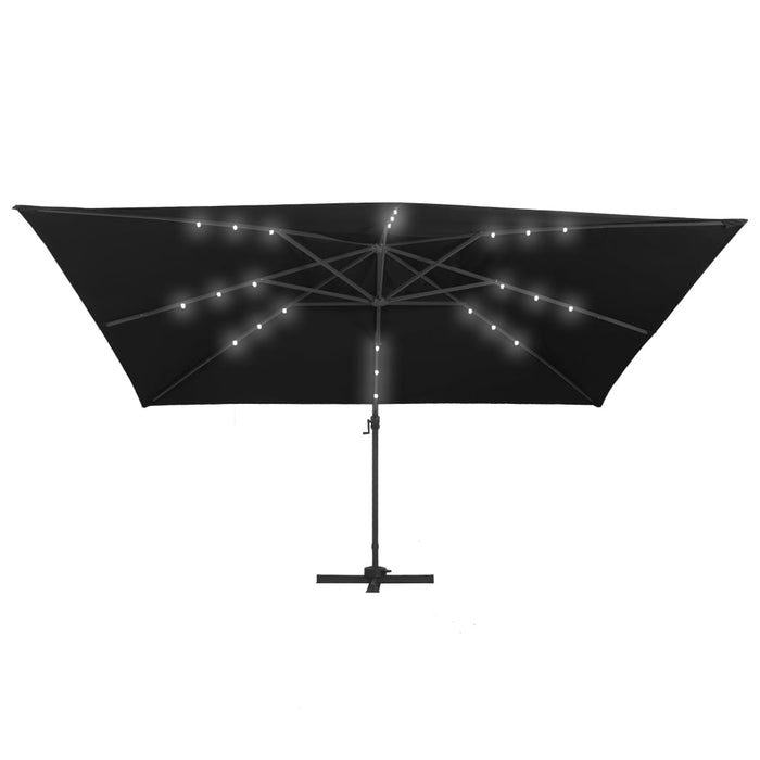 Medina Zweefparasol met LED-verlichting en paal 400x300 cm zwart