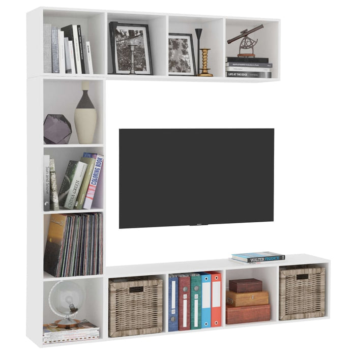 Medina 3-delige Boekenkast-/tv-meubelset 180x30x180 cm wit