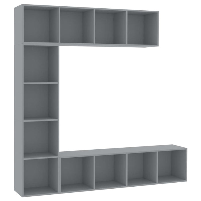 Medina 3-delige Boekenkast-/tv-meubelset 180x30x180 cm grijs