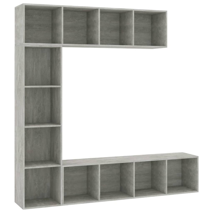 Medina 3-delige Boekenkast-/tv-meubelset 180x30x180 cm betongrijs