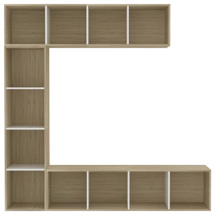 Medina 3-delige Boekenkast-/tv-meubelset 180x30x180 cm wit eikenkleur