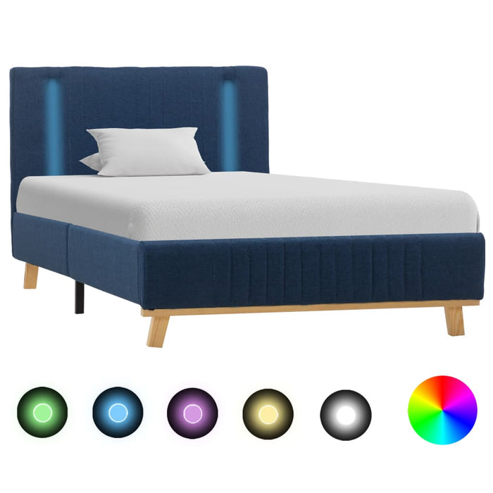Medina Bedframe met LED stof blauw 90x200 cm