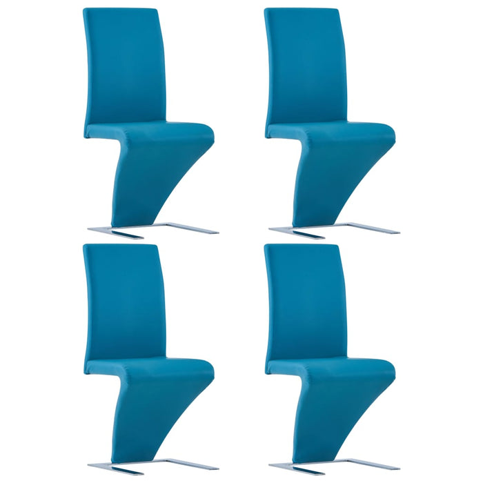 Medina Eetkamerstoelen met zigzag-vorm 4 st kunstleer blauw