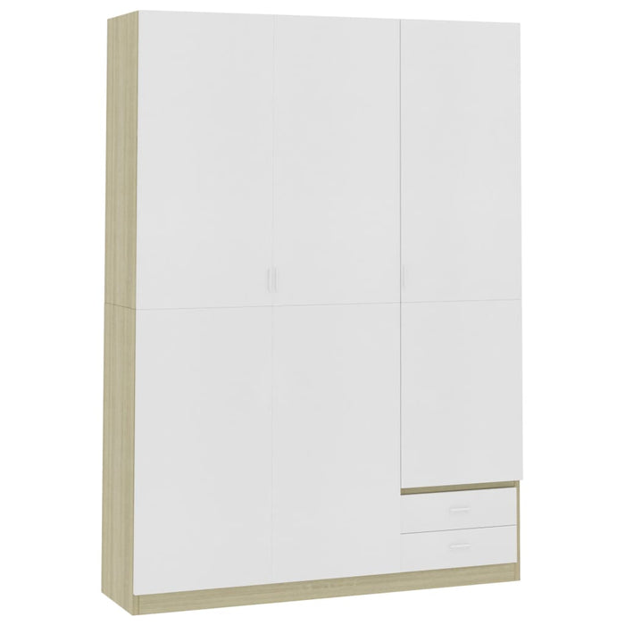 Medina Kledingkast 3-deurs 120x50x180 cm spaanplaat wit sonoma eiken