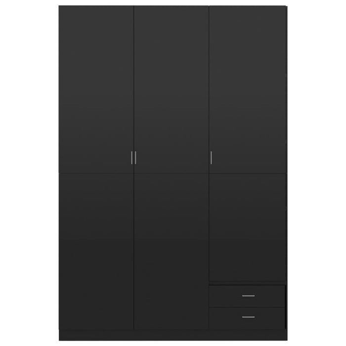 Medina Kledingkast 3-deurs 120x50x180 cm spaanplaat hoogglans zwart