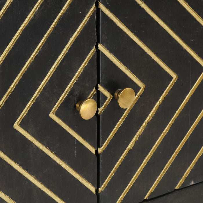 Medina Dressoir 120x30x75 cm massief mangohout zwart en goudkleurig