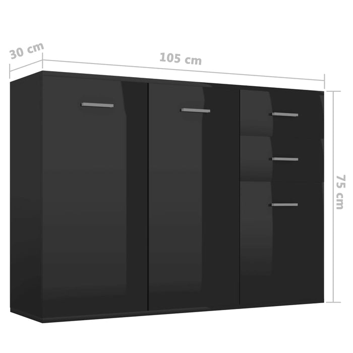 Medina Dressoir 105x30x75 cm spaanplaat hoogglans zwart