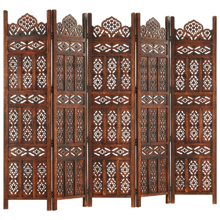 Medina Kamerscherm 5 panelen handgesneden 200x165 cm mangohout bruin