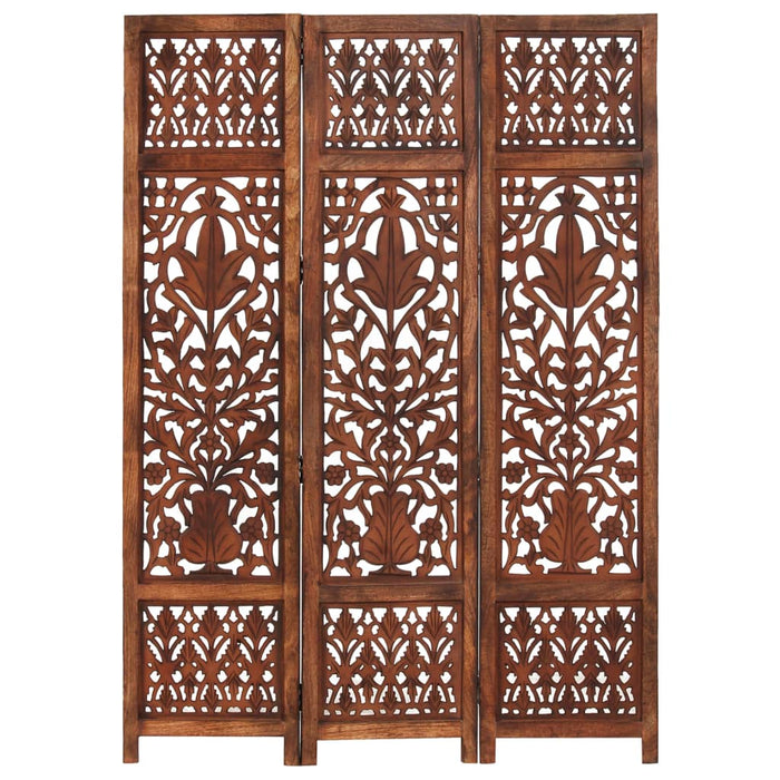 Medina Kamerscherm 3 panelen handgesneden 120x165 cm mangohout bruin