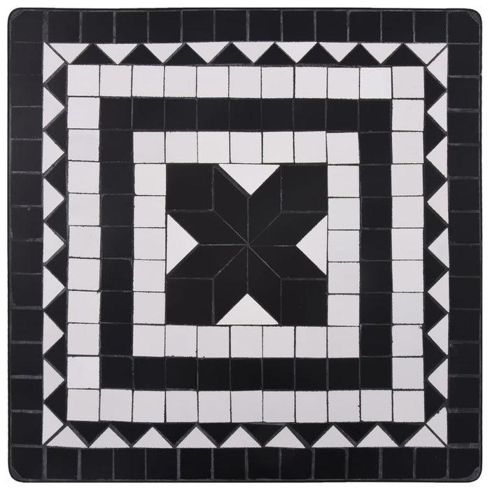 Medina 3-delige Bistroset mozaïek keramische tegel zwart en wit