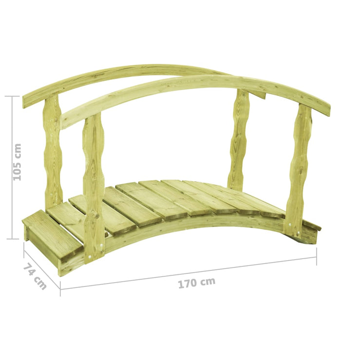 Medina Tuinbrug met leuning 170x74x105 cm geïmpregneerd grenenhout