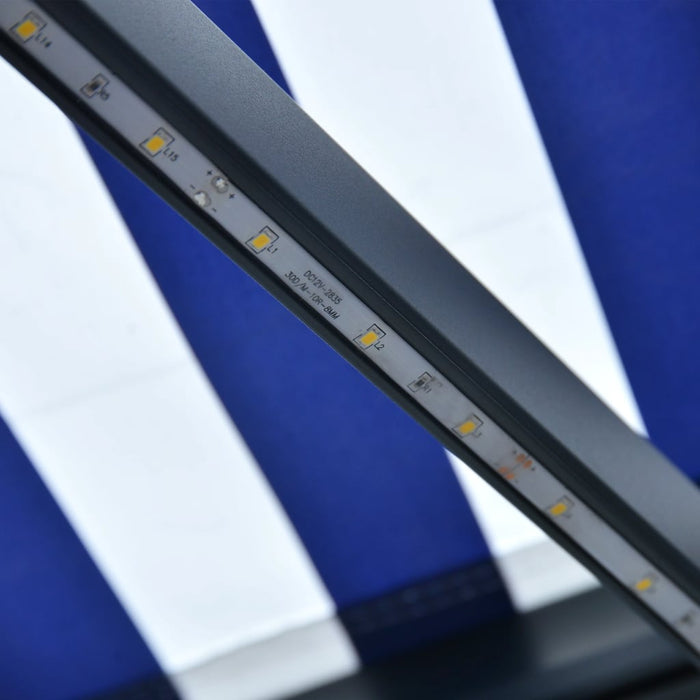 Medina Luifel met windsensor en LED 350x250 cm blauw en wit