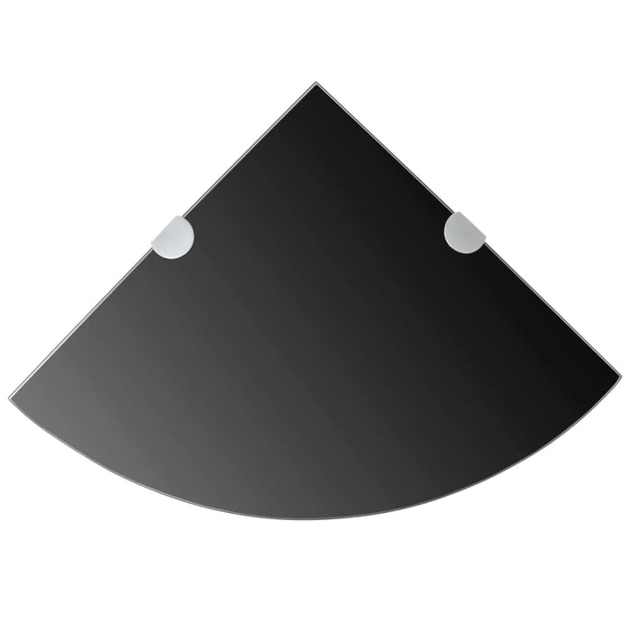 Medina Hoekschappen 2 st met chromen dragers 25x25 cm glas zwart