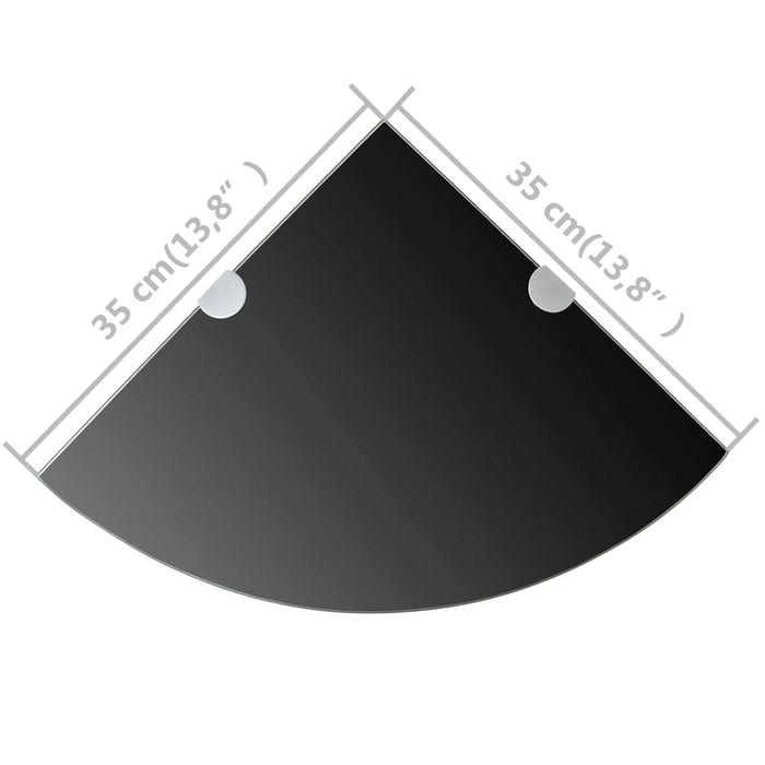 Medina Hoekschappen 2 st met chromen dragers 35x35 cm glas zwart