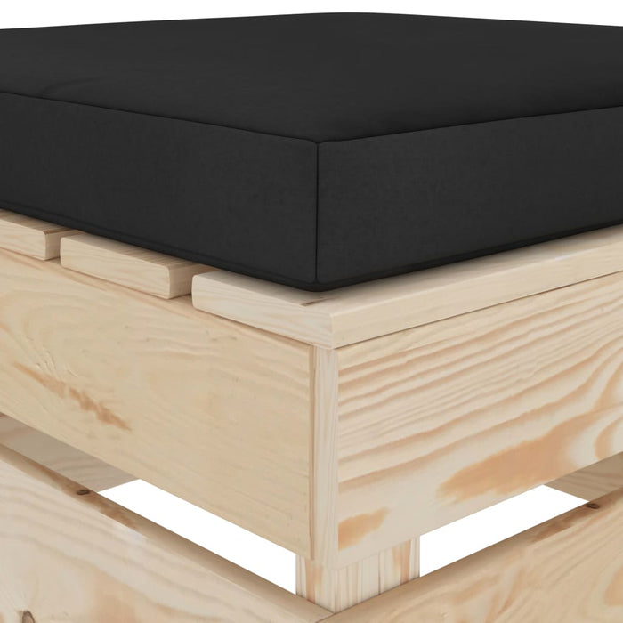 Medina 9-delige Loungeset met zwarte kussens pallet hout