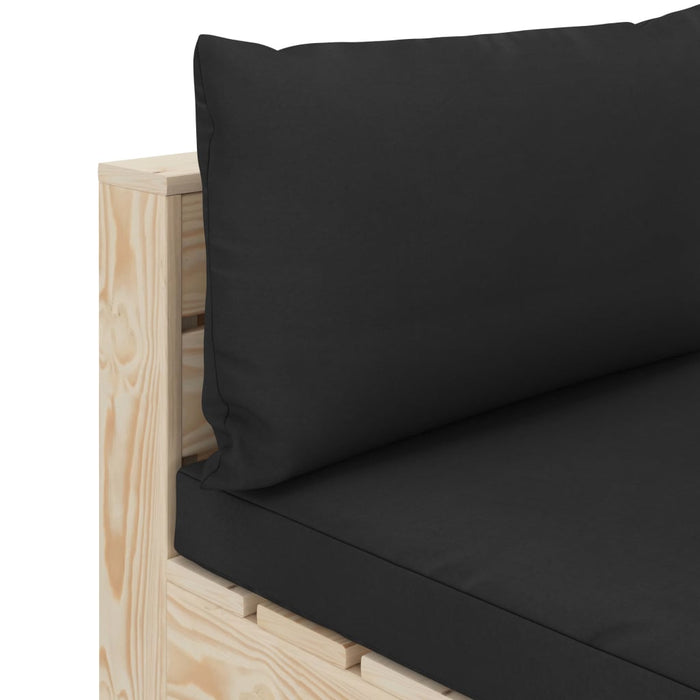 Medina 9-delige Loungeset met zwarte kussens pallet hout