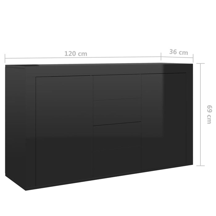 Medina Dressoir 120x36x69 cm spaanplaat hoogglans zwart