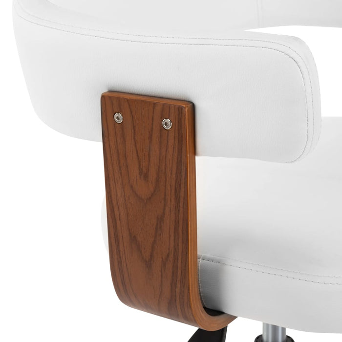 Medina Kantoorstoel draaibaar gebogen hout en kunstleer wit