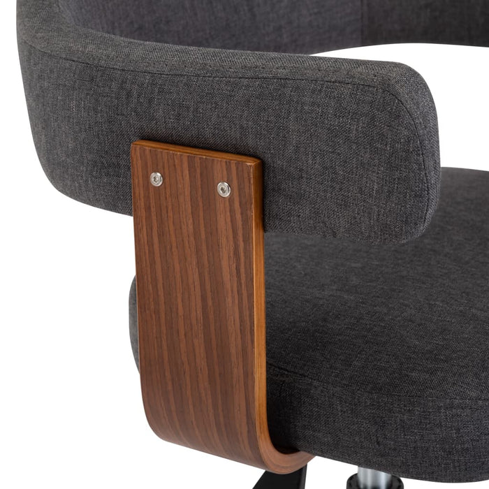 Medina Kantoorstoel draaibaar gebogen hout en stof grijs