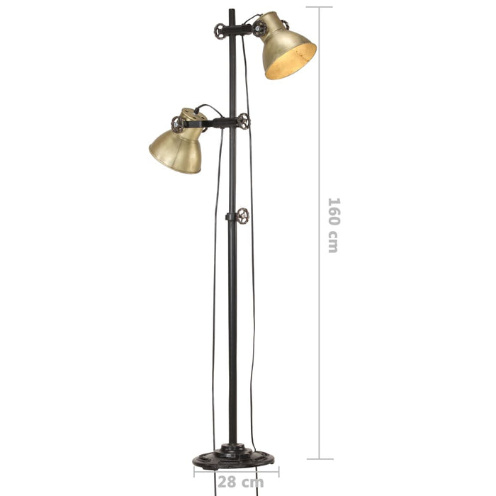 Medina Vloerlamp met 2 lampenkapen E27 gietijzer messingkleurig