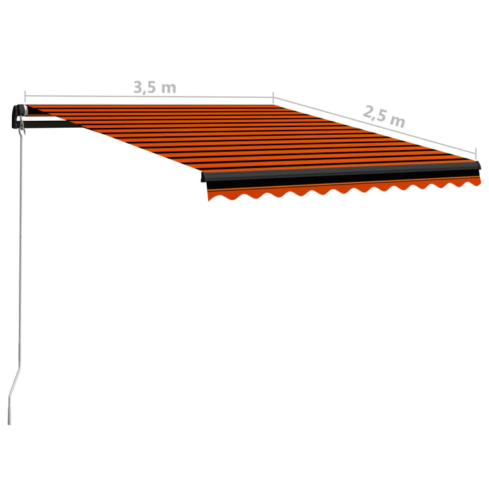 Medina Luifel handmatig uittrekbaar met LED 350x250 cm oranje en bruin