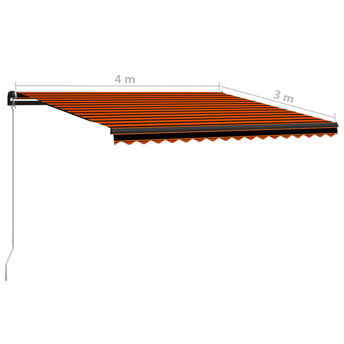 Medina Luifel handmatig uittrekbaar met LED 400x300 cm oranje en bruin
