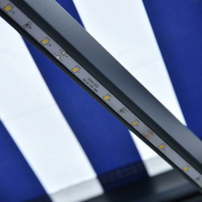 Medina Luifel uittrekbaar met windsensor en LED 350x250 cm blauw wit