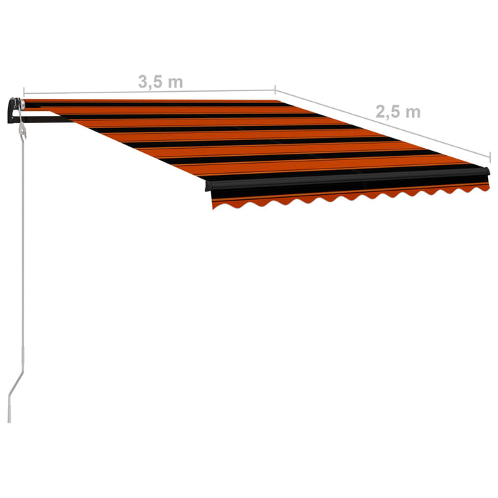 Medina Luifel uittrekbaar met windsensor LED 350x250 cm oranje bruin