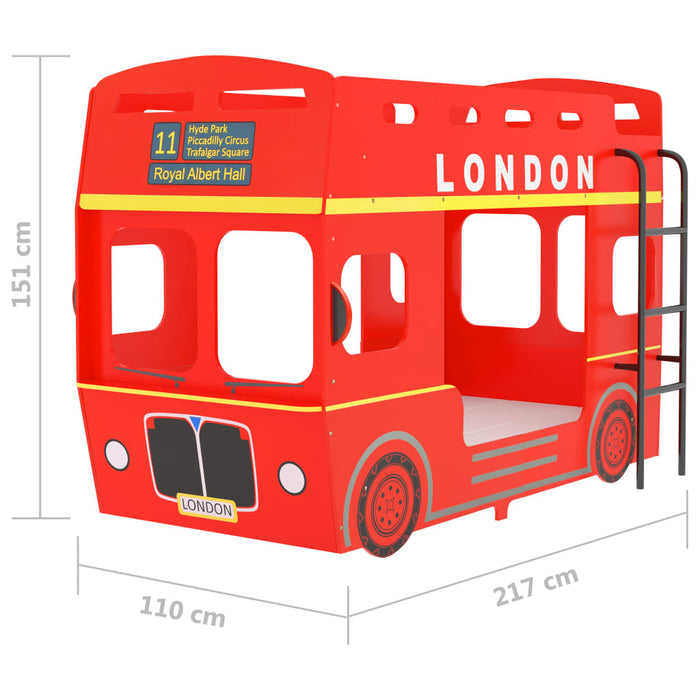 Medina Stapelbed Londense bus MDF rood 90x200 cm